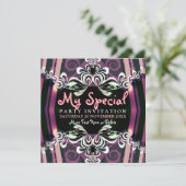 エキゾチックな紫色の女の子の私室のパーティの招待状 招待状 (スタンド正面)