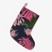 エキゾチックな緑とピンクの熱帯ヤシの葉とプロ スモールクリスマスストッキング (正面 (吊り時))
