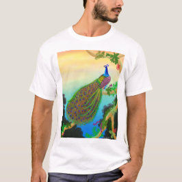 エキゾチックな緑の孔雀のTシャツ Tシャツ
