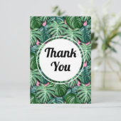 エキゾチックな緑の熱帯葉パターンありがとう サンキューカード (スタンド正面)