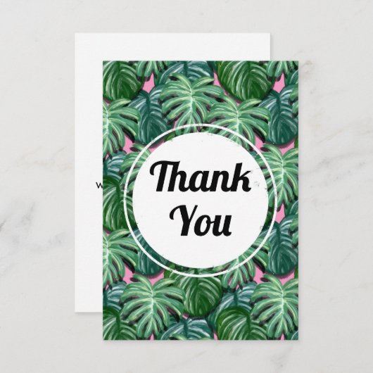 エキゾチックな緑の熱帯葉パターンありがとう サンキューカード (正面/裏面)