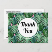 エキゾチックな緑の熱帯葉パターンありがとう ポストカード (正面/裏面)