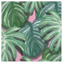 エキゾチックな緑の熱帯葉パターン ファブリック