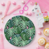 エキゾチックな緑の熱帯葉パターン ペーパープレート (パーティー)