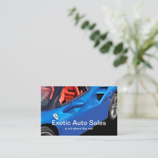 エキゾチックな自動車ディーラーのスポーツ・カー 名刺 (スタンド正面)
