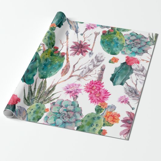 エキゾチックな自然ヴィンテージ水の色のシームレスなパターン ラッピングペーパー (アンロールド)