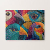 エキゾチックな色とパターン（の模様が）ある鳥4羽 ジグソーパズル (横)