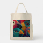 エキゾチックな色とパターン（の模様が）ある鳥 トートバッグ (裏面)