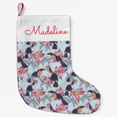 エキゾチックな花とのToucansは|あなたの名前を加えます スモールクリスマスストッキング (正面)