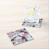エキゾチックな花とのToucans スクエアペーパーコースター (インサイチュ)