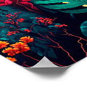 エキゾチックな花とを持つ熱帯葉背景 ポスター (角)