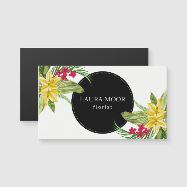 エキゾチックな花と黒い円 (正面/裏面)