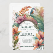 エキゾチックな花のアーチがトロピカルな夏のウェディングスタイルを演出 招待状 (正面/裏面)