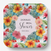 エキゾチックな花のハワイアン ブライダルシャワー ペーパープレート (正面)