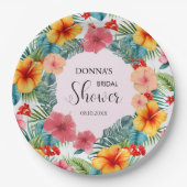 エキゾチックな花のハワイアン ブライダルシャワー ペーパープレート (正面)