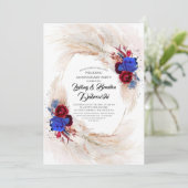 エキゾチックな花のパスパ草の結婚記念日 招待状 (スタンド正面)