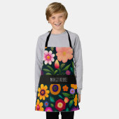 エキゾチックな花のパタカラフルーン エプロン (着用した状態)