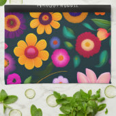 エキゾチックな花のパタカラフルーン キッチンタオル (折り畳み)