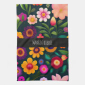 エキゾチックな花のパタカラフルーン キッチンタオル (縦)