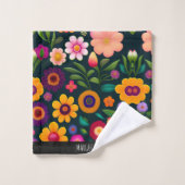 エキゾチックな花のパタカラフルーン バスタオルセット (ウォッシュタオル)