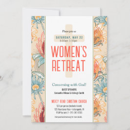 エキゾチックな花の女性向け教会リトリート招待状 招待状