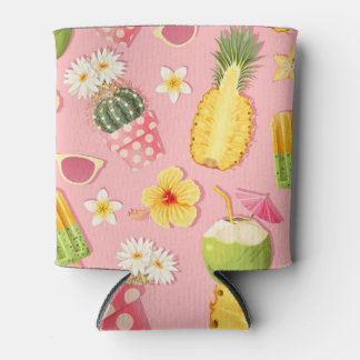 エキゾチックな花の果実：ヴィンテージパターン。 缶クーラー