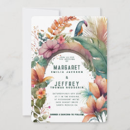 エキゾチックな花アーチトロピカルサマーシック結婚ズ 招待状