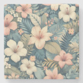 エキゾチックな花エレガント柄のトロピカルパ離れーム ストーンコースター (正面)