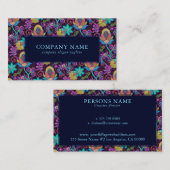 エキゾチックな花パターンガラス – ビーズテクスチャ 名刺 (正面/裏面)