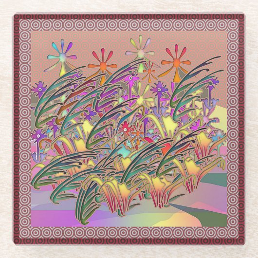 エキゾチックな花園 ガラスコースター (正面)