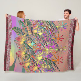 エキゾチックな花園 フリースブランケット