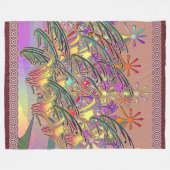 エキゾチックな花園 フリースブランケット (正面(横))