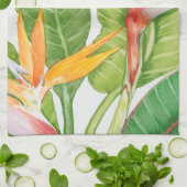 エキゾチックな花水彩 キッチンタオル (折り畳み)