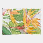 エキゾチックな花水彩 キッチンタオル (横)
