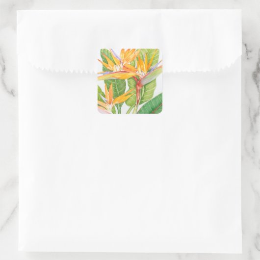 エキゾチックな花水彩 スクエアシール (バッグ)