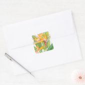 エキゾチックな花水彩 スクエアシール (封筒)