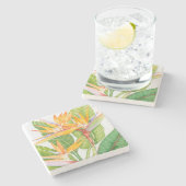 エキゾチックな花水彩 ストーンコースター (横)