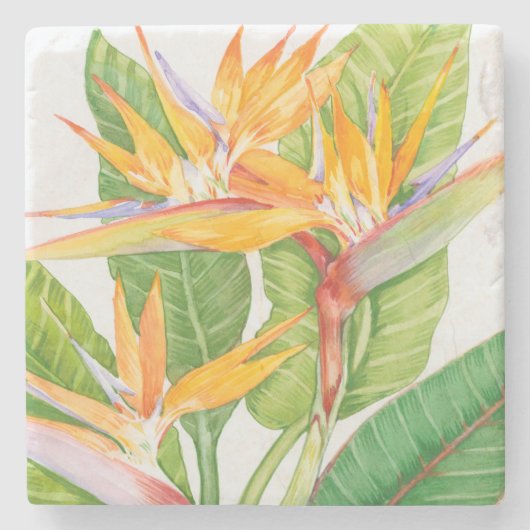 エキゾチックな花水彩 ストーンコースター (正面)