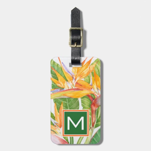 エキゾチックな花水彩 ラゲッジタグ (正面縦)