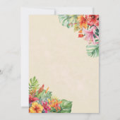 エキゾチックな葉と花の水彩ウェディング 招待状 (裏面)