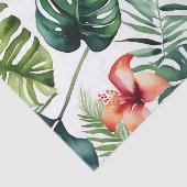エキゾチックな葉の熱帯の水色と花 薄葉紙 (詳細)