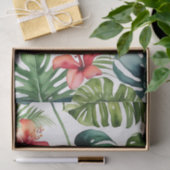 エキゾチックな葉の熱帯の水色と花 薄葉紙 (ギフト)