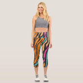 エキゾチックな虎の毛皮のパターン カプリレギンス (正面)