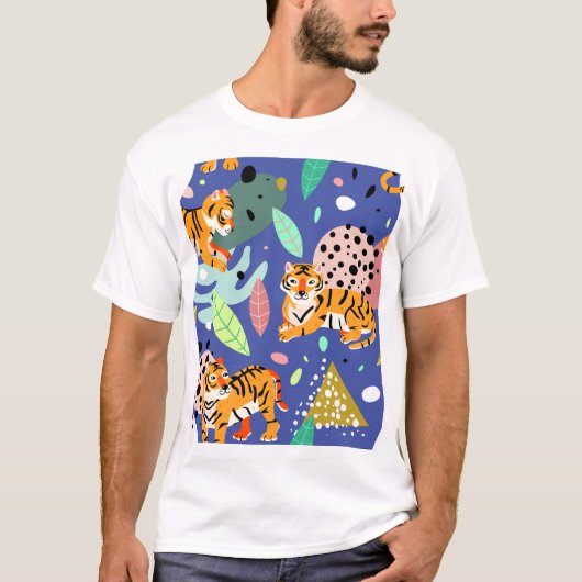 エキゾチックな虎：トレンディー幾何学模様。 Tシャツ (正面)