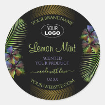 エキゾチックな製品ラベル黄色の紫色の花のロゴ