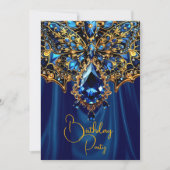 エキゾチックな誕生日の鋼青金ジュエリーバタフライ 招待状 (正面)
