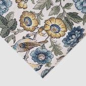 エキゾチックな青と金ゴールドの花と鳥 薄葉紙 (詳細)