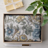 エキゾチックな青と金ゴールドの花と鳥 薄葉紙 (ギフト)