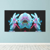 エキゾチックな青の蘭の反射 キャンバスプリント (インサイチュ (ウッドフロア))