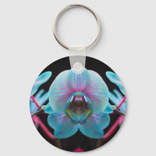 エキゾチックな青の蘭の反射 キーホルダー (正面)